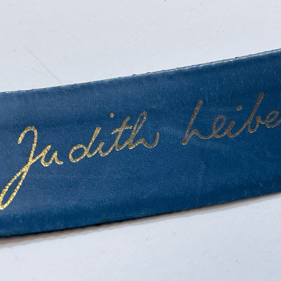 Vintage Judith Leiber Blue Stone, Gold and Blue Snake Skin Art Deco Belt - Picture 3 of 6